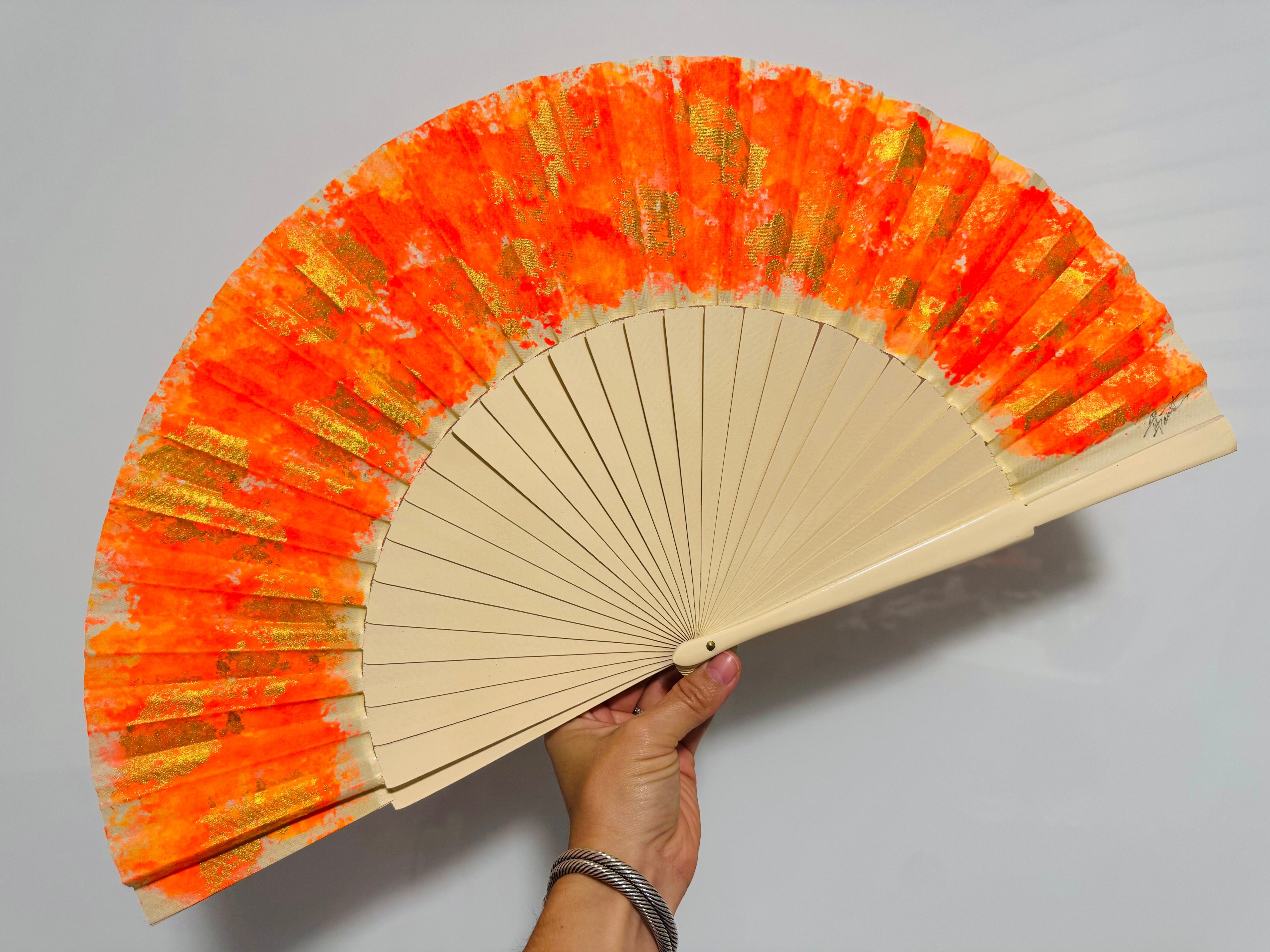 Ivory Hand Painted Kolorete Medium Hand Fan