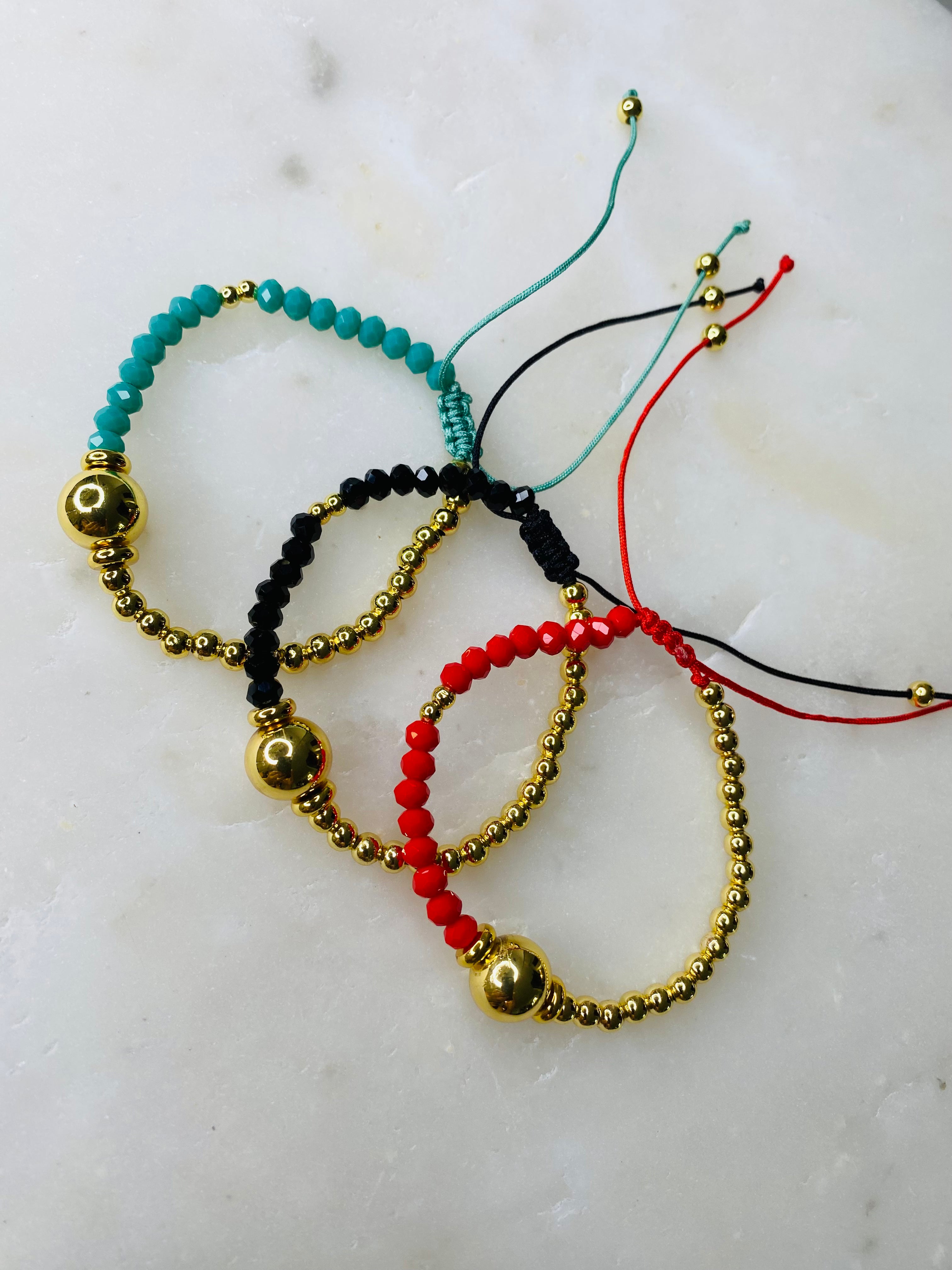 Gold and Color Bead Bracelet