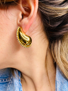 Gold Chunky Drop Stud Earrings