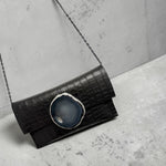 Load image into Gallery viewer, One of a Kind KOLORETE Black Handpainted  Genuine Leather Clutch Bag H x W
