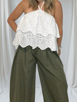 Load image into Gallery viewer, White Embroidered halter top
