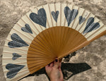 Load image into Gallery viewer, Silver Hearts Hand Painted KoloreteHand Fan
