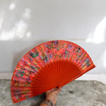 Load image into Gallery viewer, Orange Multicolor KOLORETE Hand Fan Hand Painted
