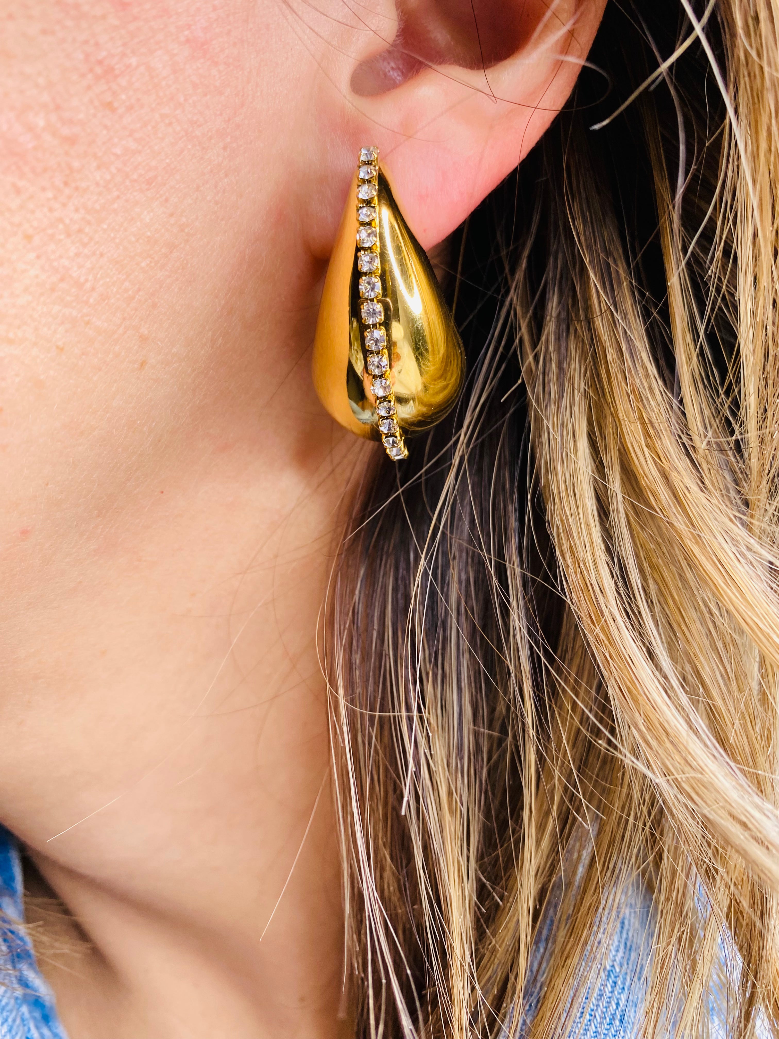 Gold Chunky Drop Stud Earrings