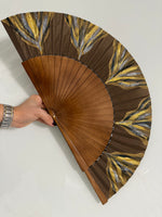 Load image into Gallery viewer, Brown KOLORETE Hand Painted Hand Fan
