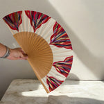 Load image into Gallery viewer, Red Feston Hand Painted Kolorete Hand Fan
