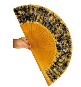 Black and gold KOLORETE Hand Painted Hand Fan