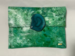 Load image into Gallery viewer, Green Blue One of a Kind KOLORETE Leather Clutch Bag With Chain
