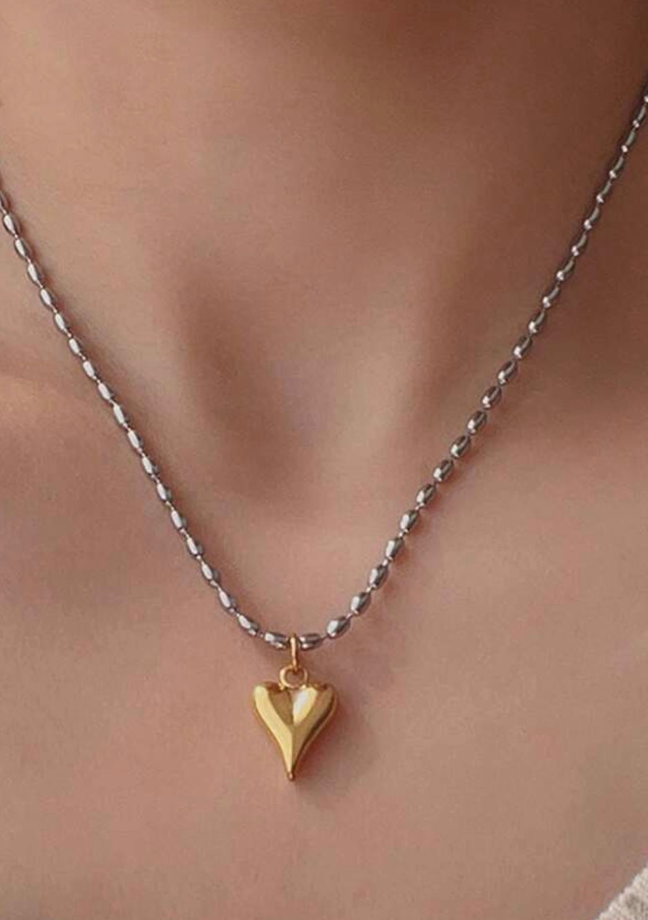 Silver and Gold Heart Necklace