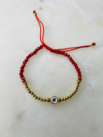 Load image into Gallery viewer, Red Evil Eye Beads Adjustable Bracelet
