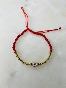 Red Evil Eye Beads Adjustable Bracelet