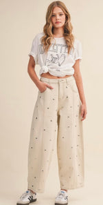 Load image into Gallery viewer, Denim Studded Barrel Jeans
