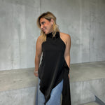 Load image into Gallery viewer, Black Asymmetric Halter top
