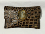 Load image into Gallery viewer, Brown Neutral KOLORETE One of a Kind Leather Clutch Bag With Chain
