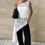 Load image into Gallery viewer, White Lace One Shoulder Top
