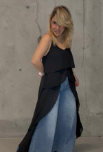 Load image into Gallery viewer, Black Ruffle Chiffon Top
