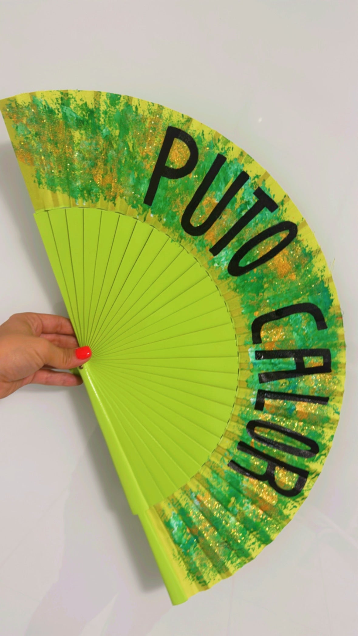 Puto Calor Green Hand Painted Kolorete Han Fan