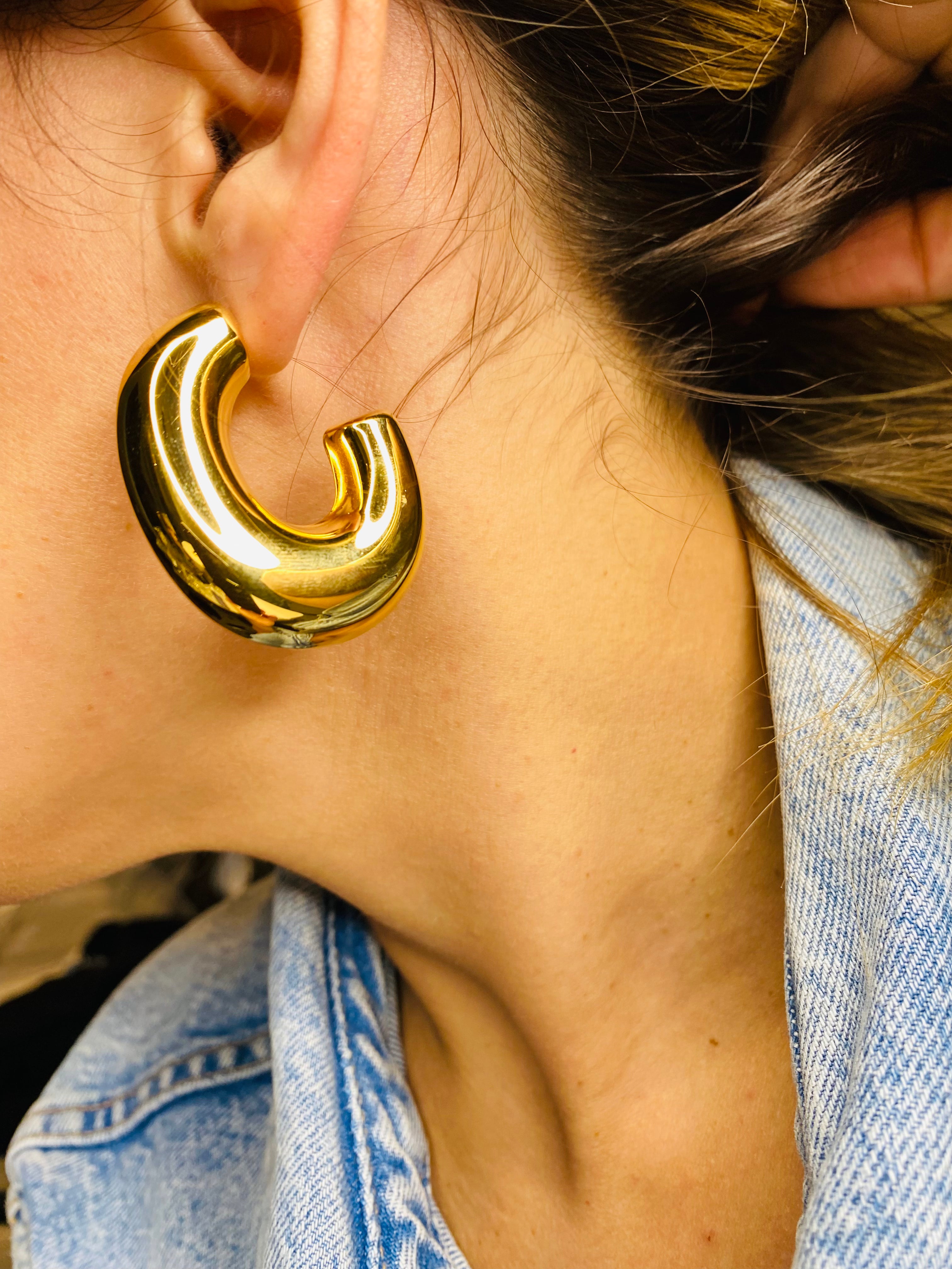 Chunky Open Hoops Earrings