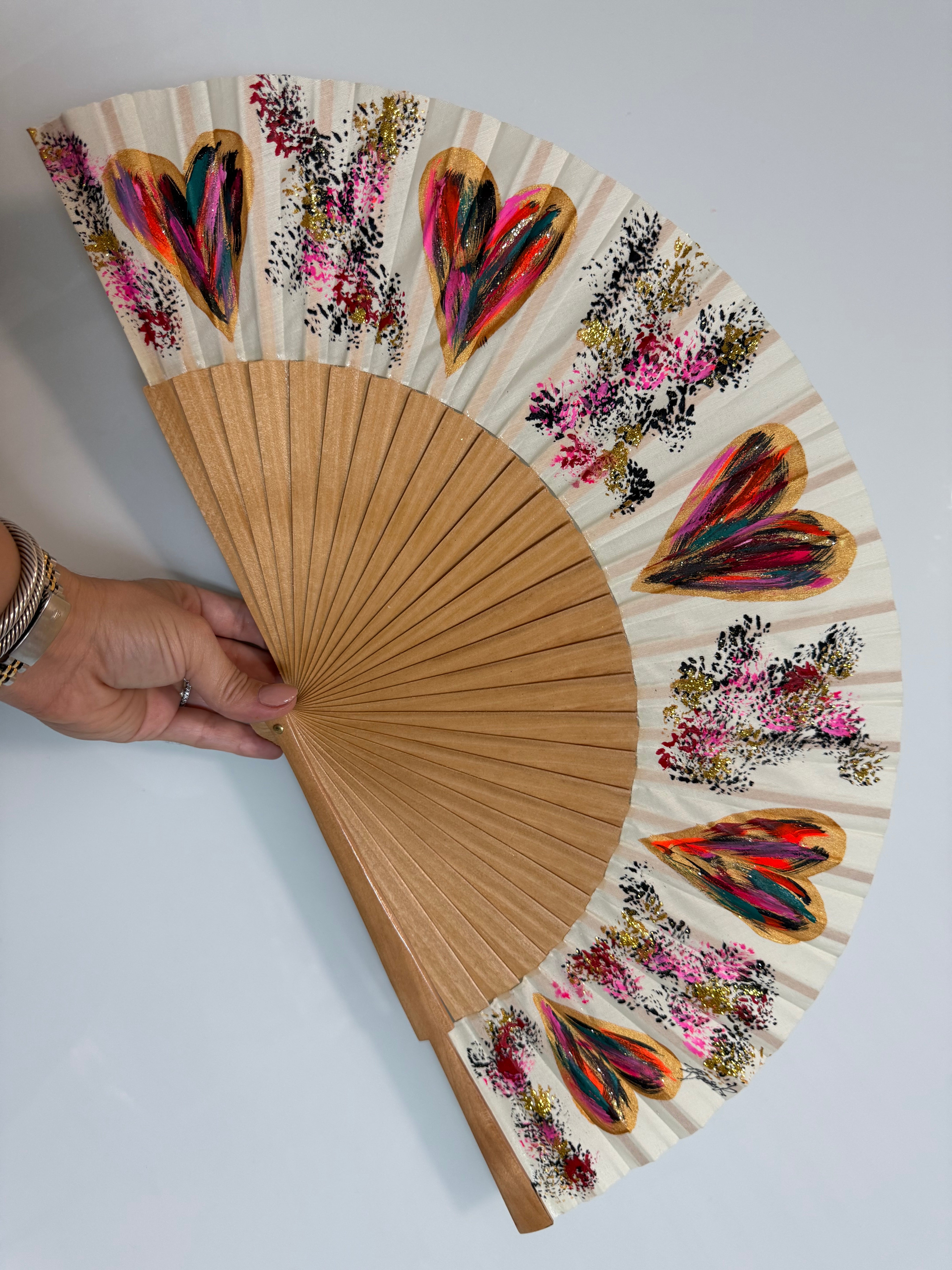 Hearts Multicolor KOLORETE Hand Fan