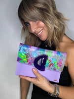 Load image into Gallery viewer, Purple Multicolor KOLORETE Hand Painted Clutch Bag
