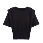 Load image into Gallery viewer, Black Knit Top With Shoulder Pads

