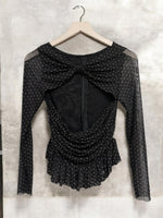 Load image into Gallery viewer, Black Knot Polka Dot Top
