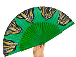 Load image into Gallery viewer, Green KOLORETE Hand Painted Hand Fan
