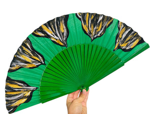 Green KOLORETE Hand Painted Hand Fan
