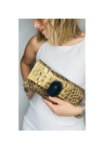 Load image into Gallery viewer, One of a Kind Gold Metallic Leather Clutch Bag
