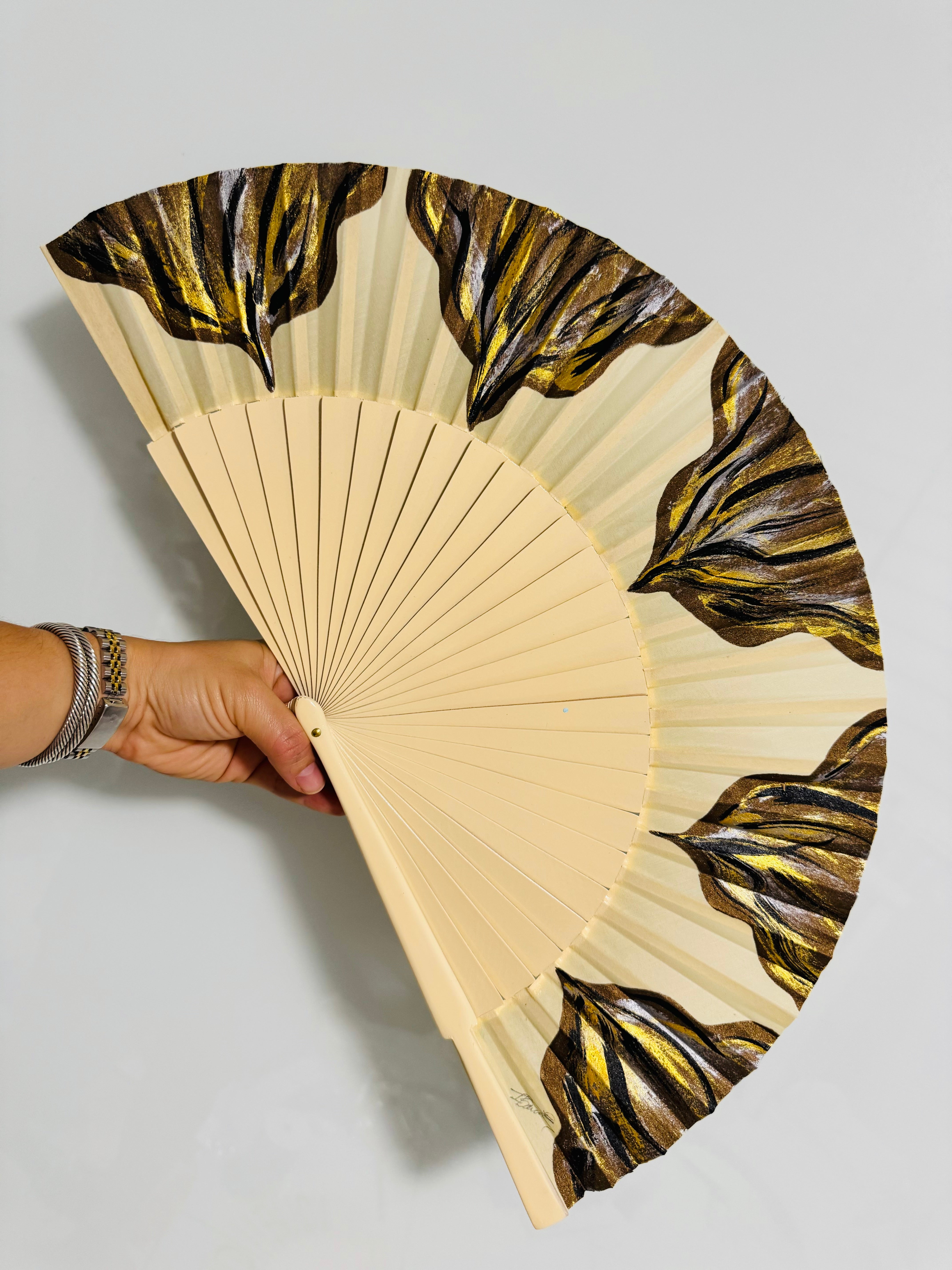 Ivory Hand Painted Kolorete Medium Hand Fan