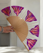 Load image into Gallery viewer, Purple Fushia Feston KOLORETE Hand Painted Hand Fan
