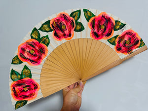 Neon flowers KOLORETE Hand Fan Hand Painted