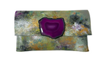 Load image into Gallery viewer, Multicolor KOLORETE Hand Painted Leather Clutch Bag with crossbody chain
