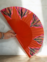 Load image into Gallery viewer, Orange Feston Hand Painted Kolorete Hand Fan
