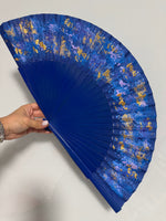 Load image into Gallery viewer, Blue KOLORETE Hand Painted Hand Fan
