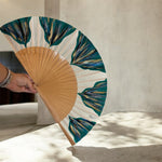 Load image into Gallery viewer, Green Natural Feston KOLORETE Hand Painted Hand Fan
