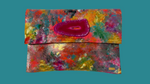 Load image into Gallery viewer, Multicolor KOLORETE Clutch Hand Painted Leather Bag with chain
