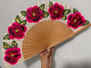 Neon Fushia Hand Painted Kolorete Medium Hand Fan