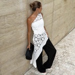 Load image into Gallery viewer, White Lace One Shoulder Top
