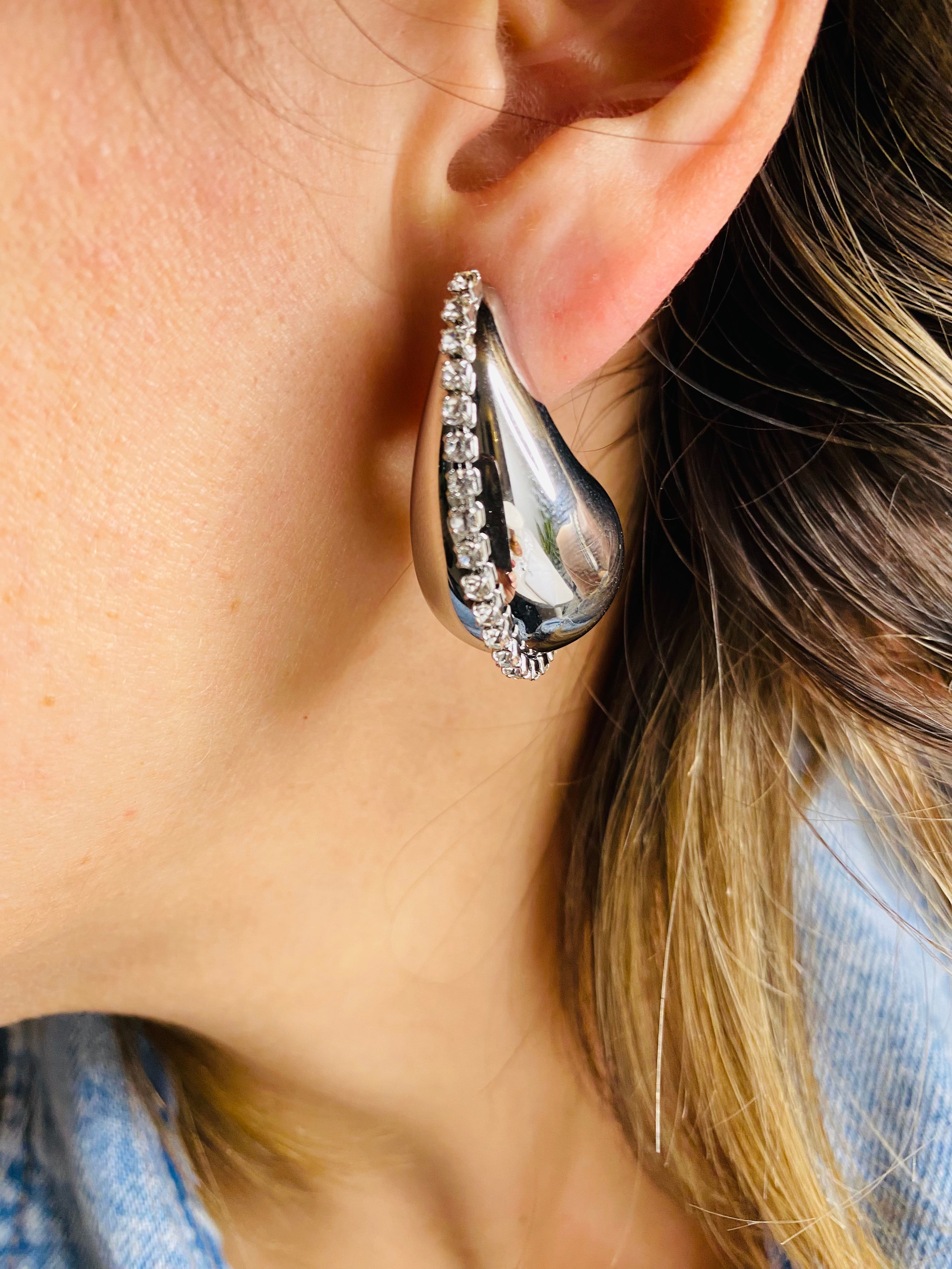 Silver chunky drop Studs