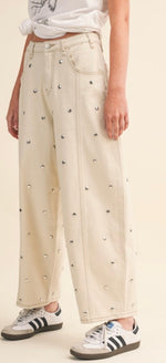Load image into Gallery viewer, Denim Studded Barrel Jeans
