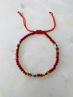 Load image into Gallery viewer, Red Evil Eye Beads Adjustable Bracelet
