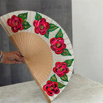 Load image into Gallery viewer, Red Flowers KOLORETE Hand Painted Hand Fan
