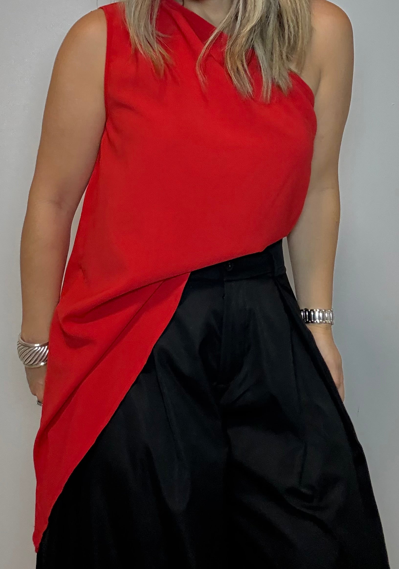 Red one shoulder top