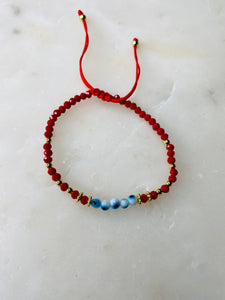 Red Evil Eye Beads Adjustable Bracelet