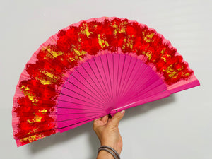 Pink Hand Painted Kolorete Medium Hand Fan