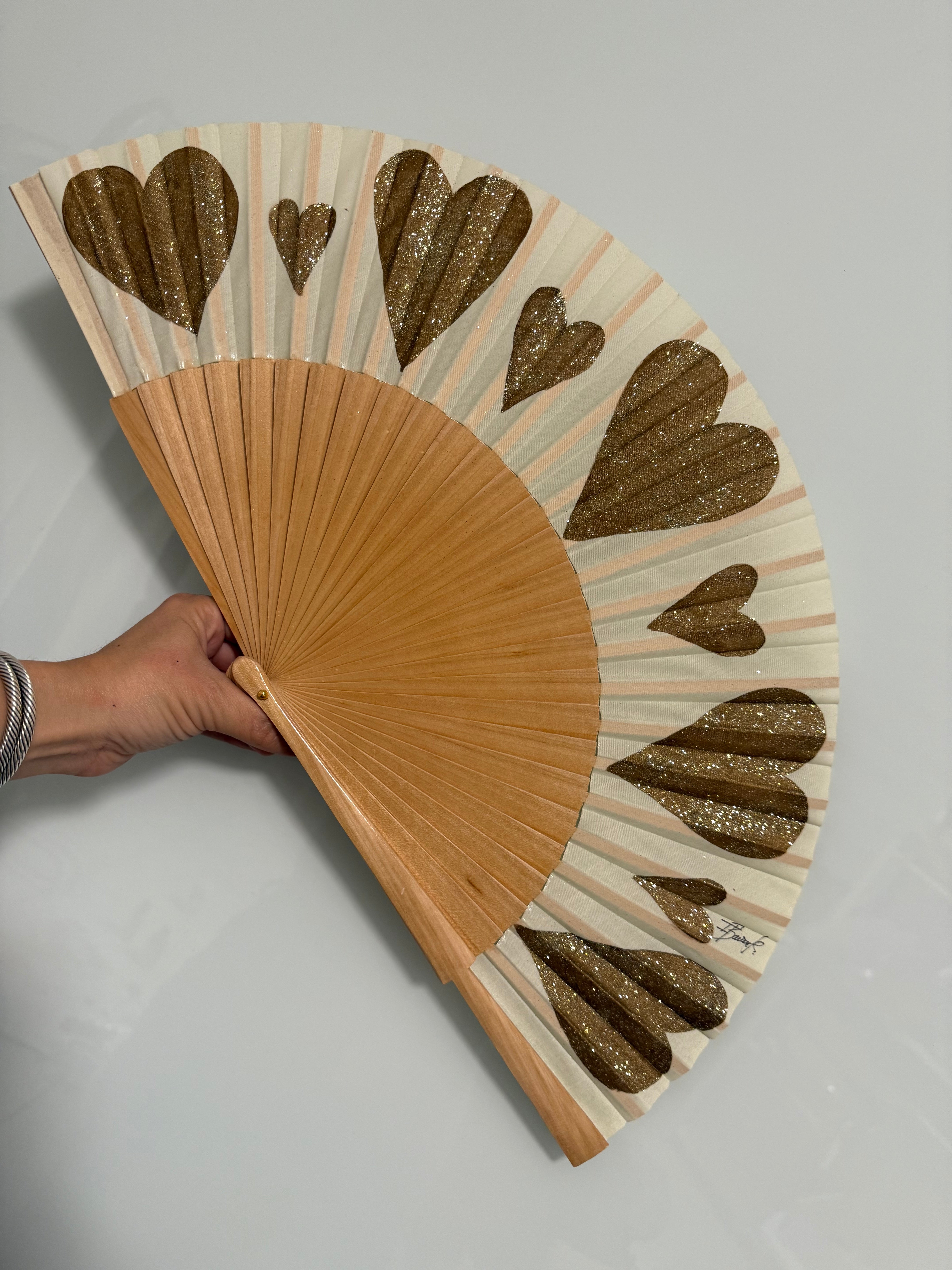 Vintage Gold Painted Kolorete Hand Fan