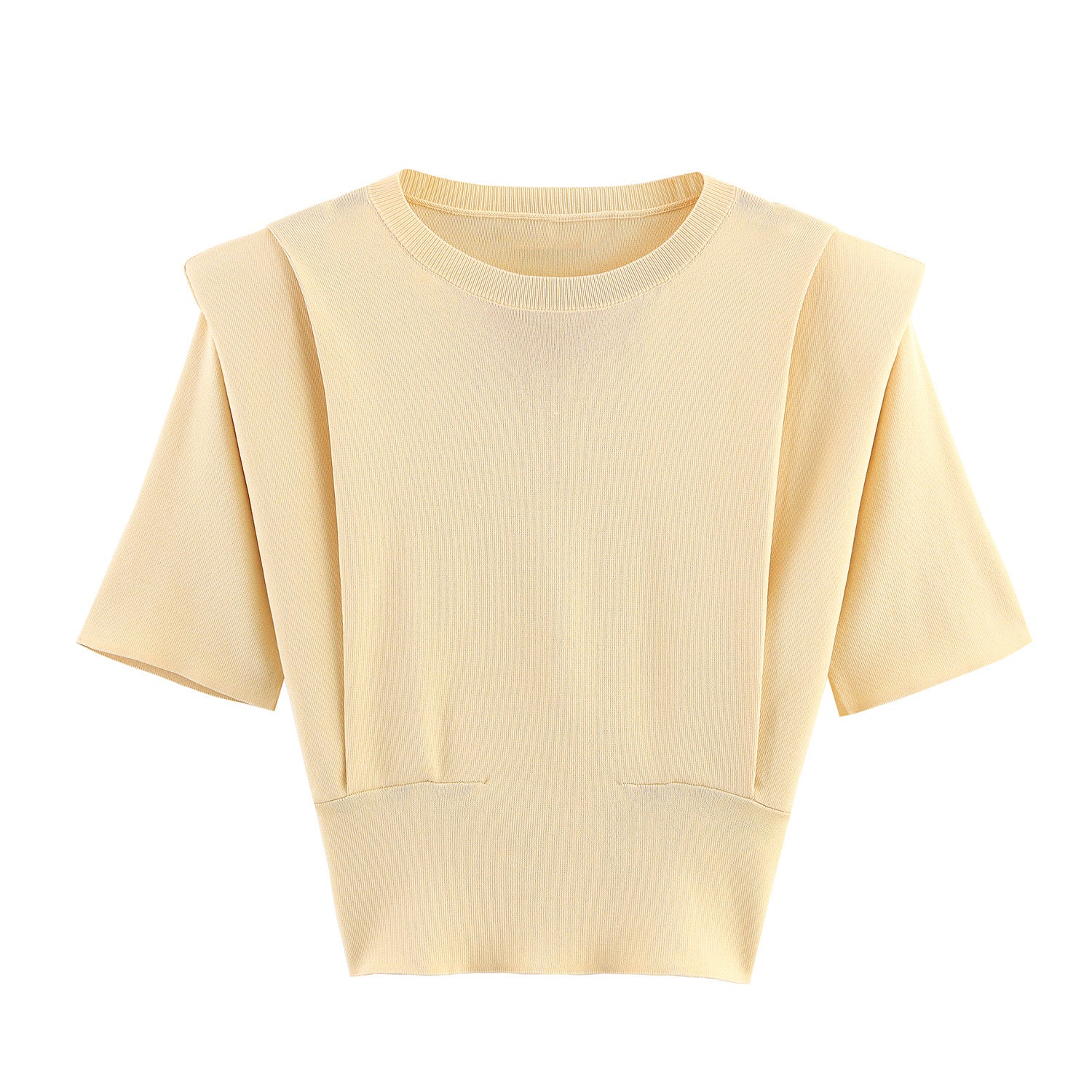 Butter Yellow Knit Top With Shoulder Pad