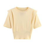 Load image into Gallery viewer, Butter Yellow Knit Top With Shoulder Pad
