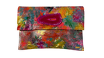 Load image into Gallery viewer, Multicolor KOLORETE Clutch Hand Painted Leather Bag with chain
